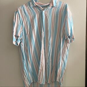 Denim & Flower Men's Pastel Striped Button-Down Shirt